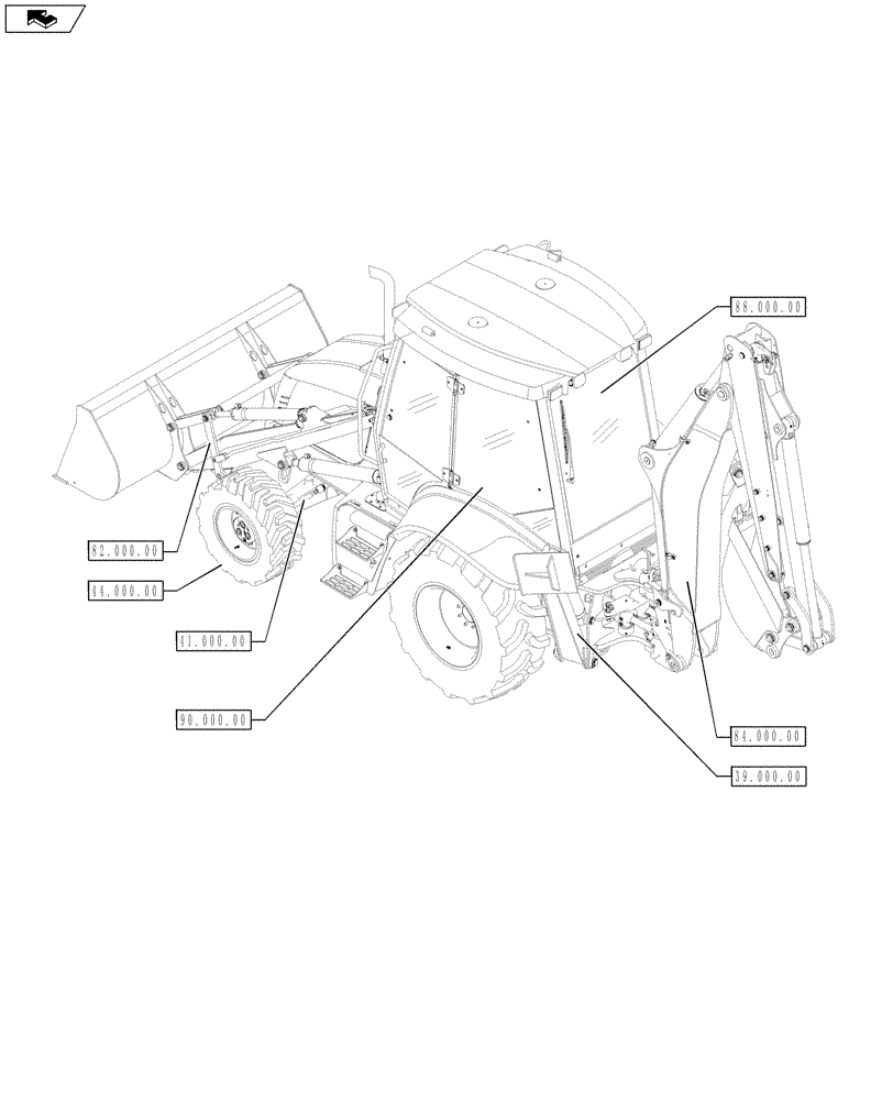 Схема запчастей Case 590SN - (00.000.00[02]) - PICTORIAL INDEX - MAIN SECTIONS (00) - GENERAL & PICTORIAL INDEX