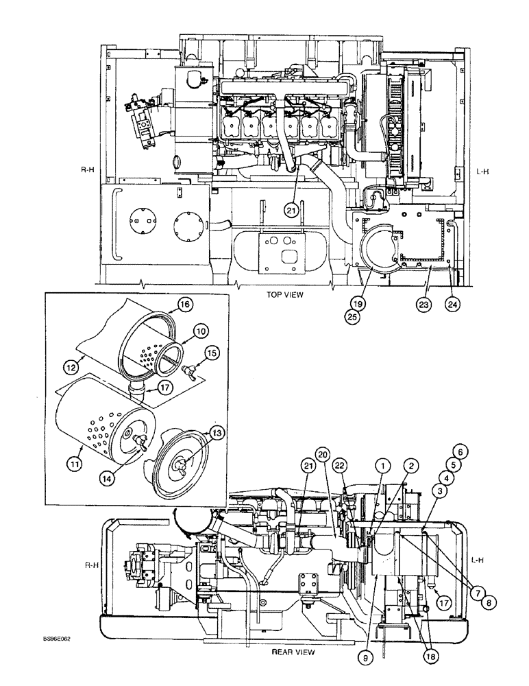 Схема запчастей Case 9060B - (2-08) - AIR CLEANER SYSTEM, USED ON 6D22-TC ENGINE (02) - ENGINE