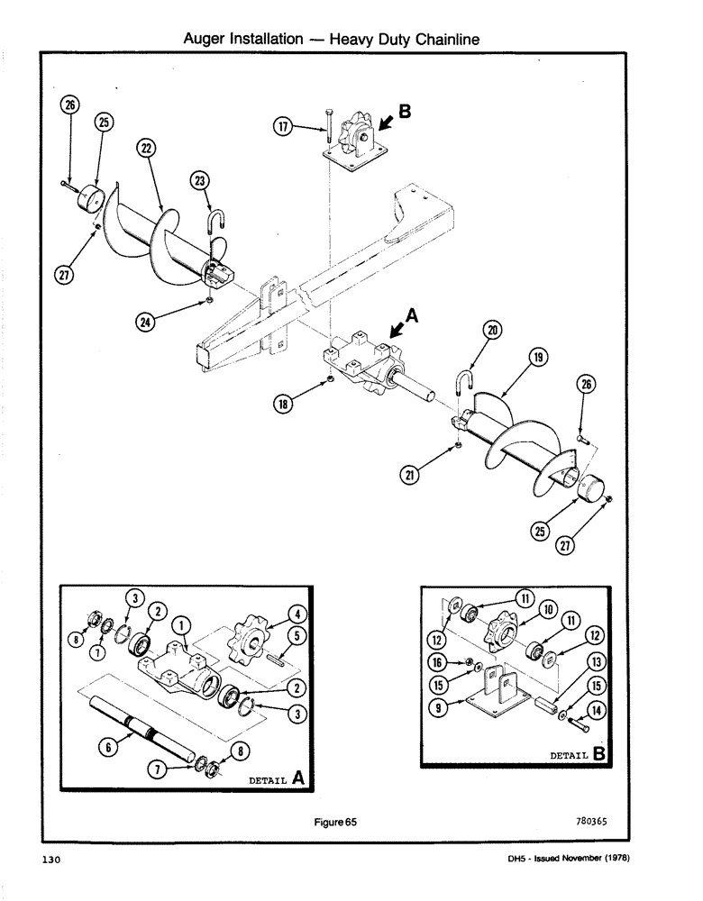 Схема запчастей Case DH5 - (130) - AUGER INSTALLATION - HEAVY DUTY CHAINLINE (89) - TOOLS