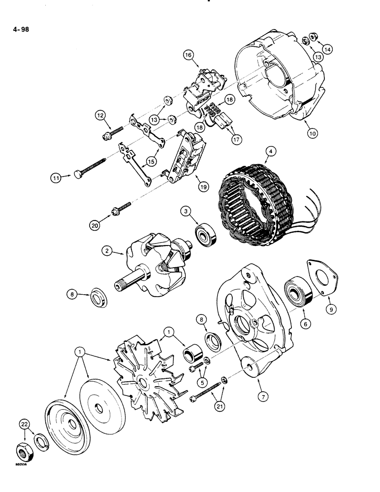 Схема запчастей Case DH4B - (4-098) - ALTERNATOR - N9799 (04) - ELECTRICAL SYSTEMS