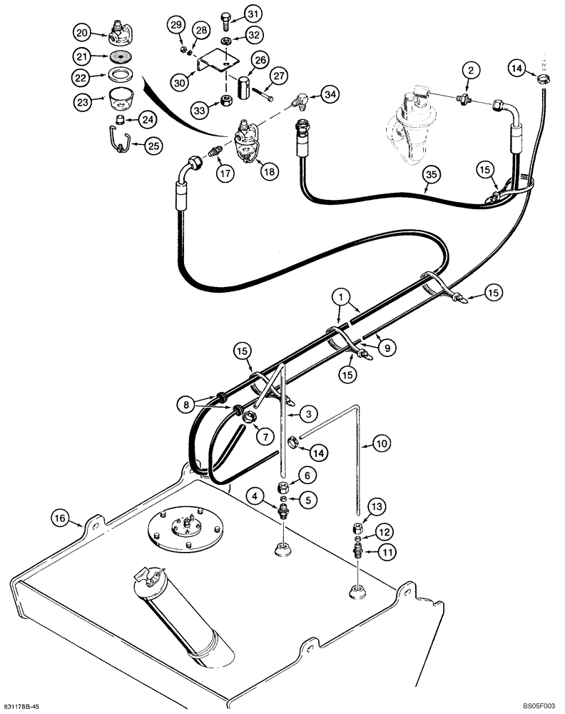 Схема запчастей Case W11B - (3-004) - FUEL LINES (03) - FUEL SYSTEM