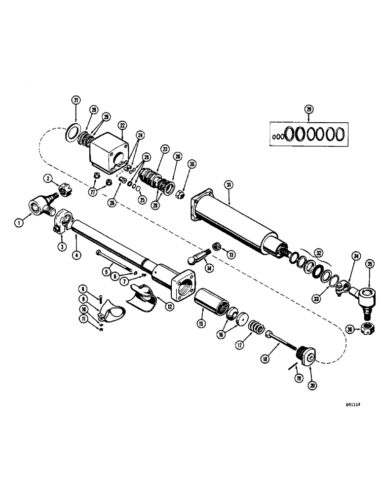 Схема запчастей Case W8E - (112) - A18961 POWER STEERING CYLINDER (05) - STEERING