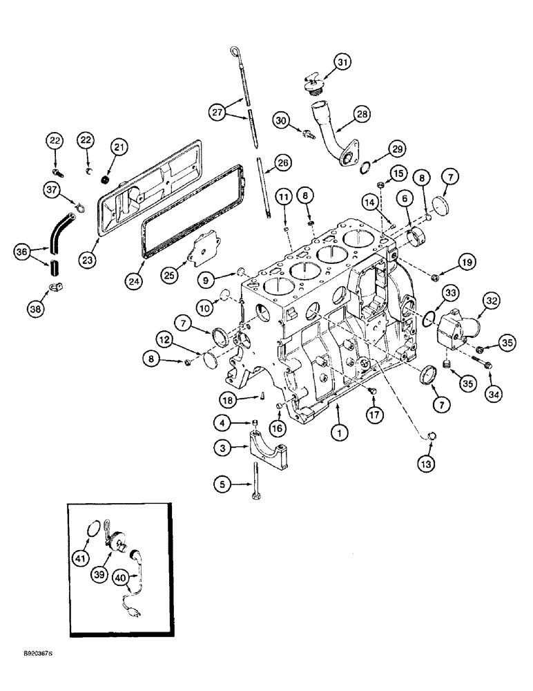 Схема запчастей Case 860 - (2-36) - CYLINDER BLOCK, 4T-390 ENGINE (02) - ENGINE