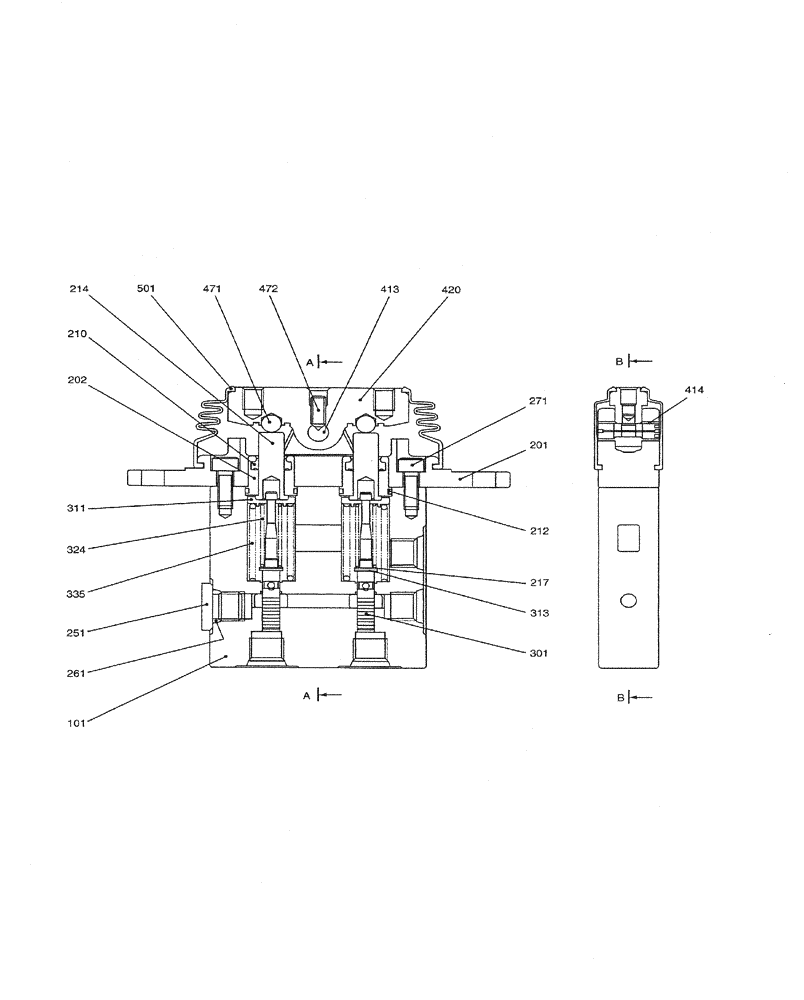 Схема запчастей Case CX31B - (07-040) - VALVE ASSY, PILOT, P/N PB30V00002F1, F2 (35) - HYDRAULIC SYSTEMS