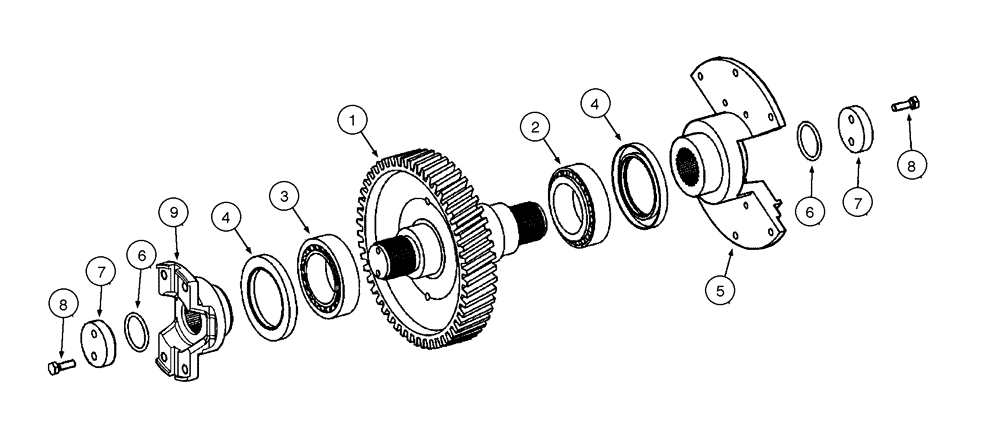 Схема запчастей Case 845 - (06-24[01]) - TRANSMISSION - OUTPUT SHAFT (06) - POWER TRAIN