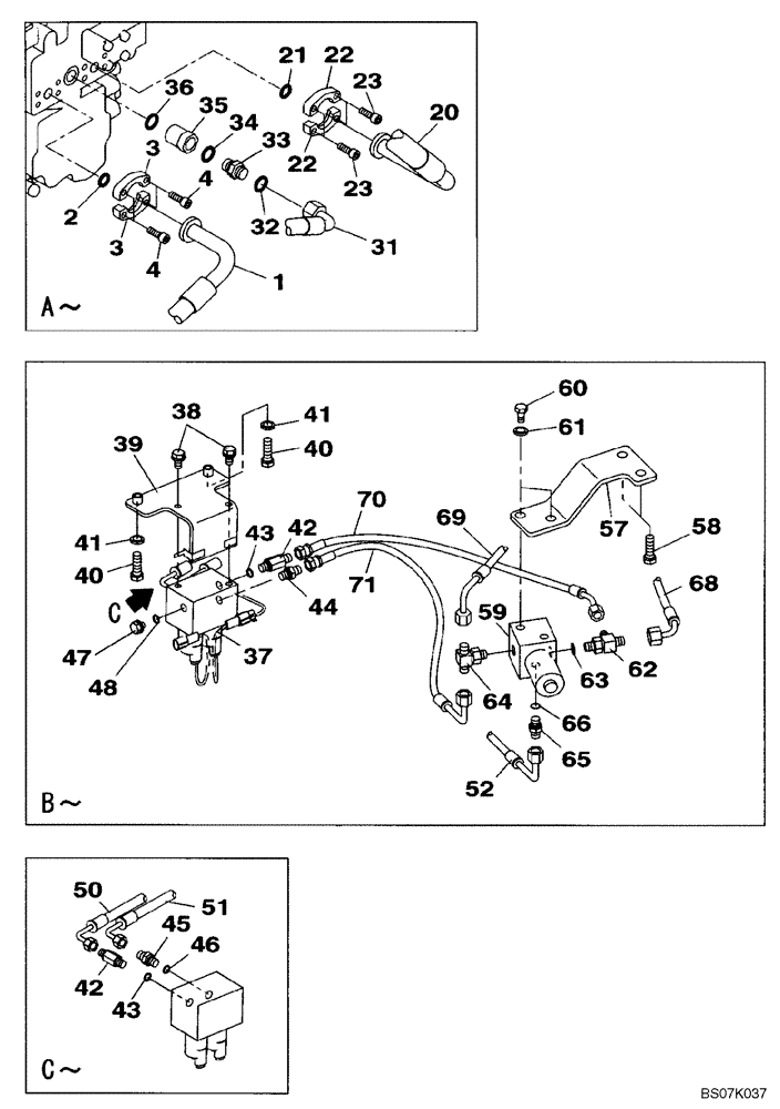 Схема запчастей Case CX130B - (08-42) - HYDRAULICS, AUXILIARY - DOUBLE ACTING CIRCUIT, HAND OPERATED (08) - HYDRAULICS