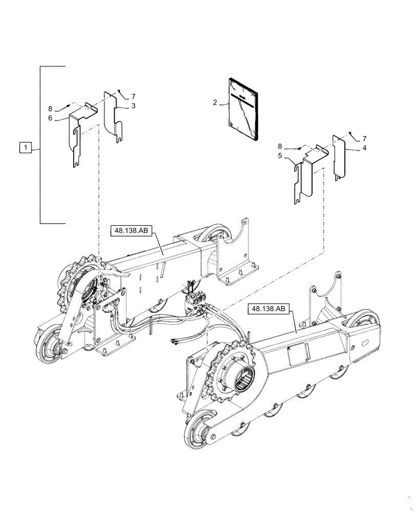 Схема запчастей Case TR340 - (88.100.90[33]) - DIA KIT, TRACK COVERS, LARGE FRAME (88) - ACCESSORIES