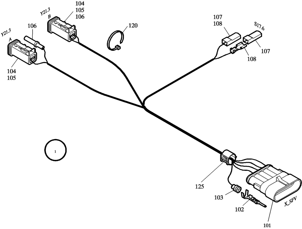 Схема запчастей Case 321E - (32.144[2987733000]) - CABLE HARNESS REAR CARRIAGE FAST GEAR (55) - ELECTRICAL SYSTEMS