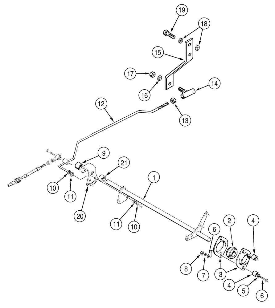 Схема запчастей Case 850H - (03-02) - CONTROLS, THROTTLE - SHAFT, CROSS AND CONTROL ROD (03) - FUEL SYSTEM