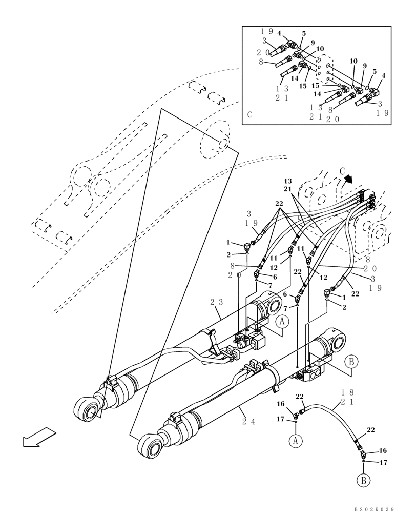 Схема запчастей Case CX330 - (08-11) - HYDRAULICS - BOOM CYLINDER, MODELS WITH LOAD HOLD (08) - HYDRAULICS