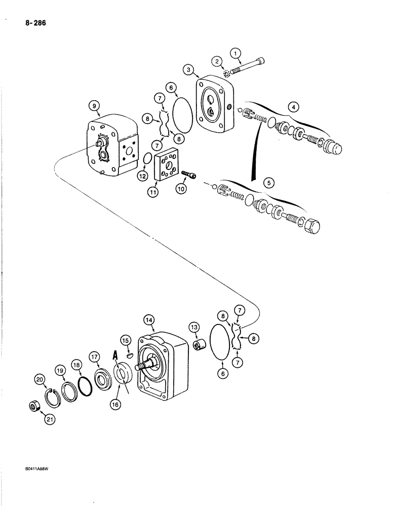 Схема запчастей Case 170B - (8-286) - OIL COOLER FAN MOTOR, MOTOR SERIAL NUMBER 40700000 THROUGH 60199999 (08) - HYDRAULICS