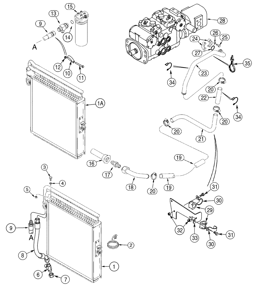 Схема запчастей Case 90XT - (06-02) - HYDROSTATICS PUMP, SUPPLY AND RETURN, NORTH AMERICAN MODELS JAF 0320050, EUROPEAN MODELS JAF0274262- (06) - POWER TRAIN