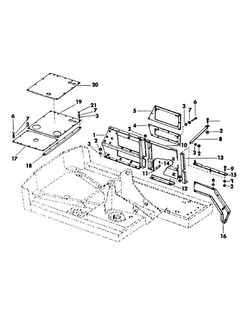 Схема запчастей Case 50 - (056) - SHROUD, GRILLES AND RELATED PARTS, (LEFT SIDE AND TOP) (90) - PLATFORM, CAB, BODYWORK AND DECALS