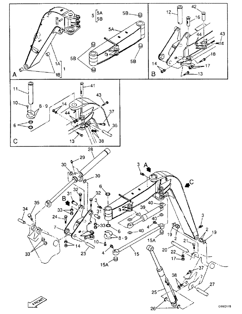 Схема запчастей Case 9007B - (9-68A) - OFFSET BACKHOE BOOM, (09) - CHASSIS