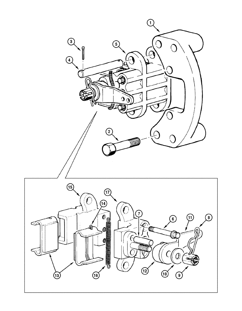 Схема запчастей Case 885 - (07-08[01]) - PARKING BRAKE - BRAKING CALIPER (07) - BRAKES