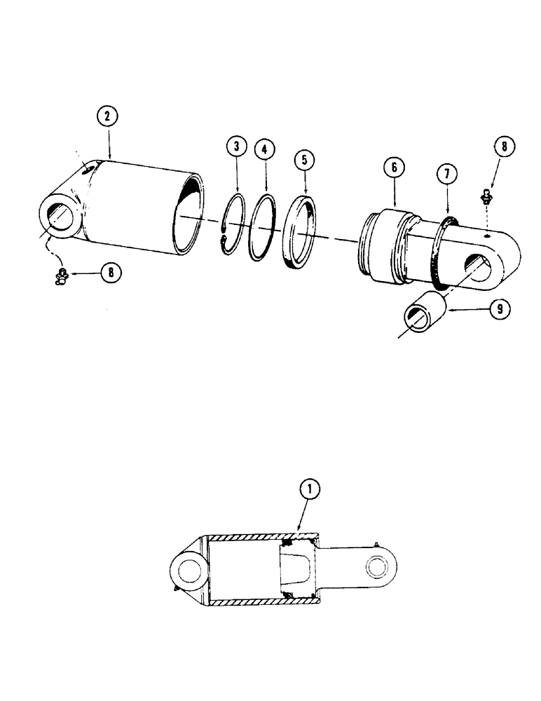 Схема запчастей Case 50 - (208) - LEVELER CYLINDER, (5.25" ID X 5.87" STROKE), (USED ON UNITS W/SN.6279927-6280344)(SN.6279926 & AFTER (35) - HYDRAULIC SYSTEMS