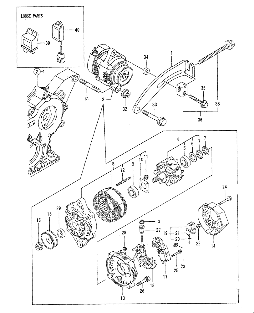 Схема запчастей Case CX22B - (ENGINE-15[1]) - CURRENT GENERATOR (55) - ELECTRICAL SYSTEMS