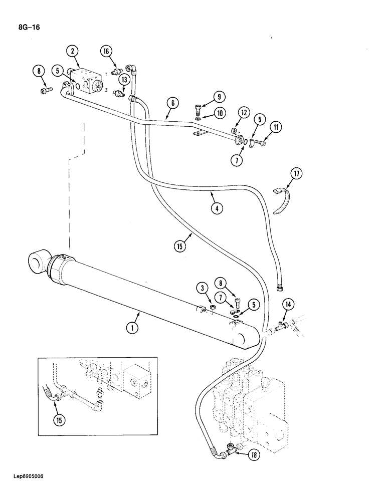 Схема запчастей Case 688 - (8G-16) - ARM CYLINDER CIRCUIT, WITH LOAD HOLDING VALVE (08) - HYDRAULICS