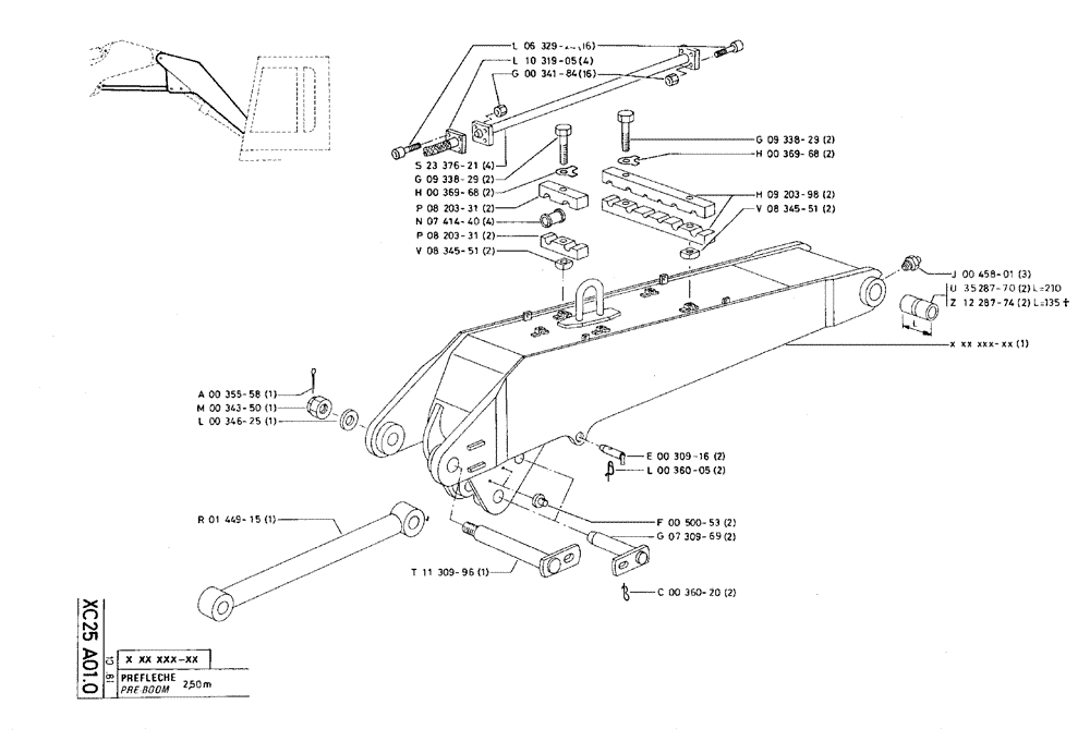 Схема запчастей Case 75C - (XC25 A01.0) - PRE-BOOM - 2,50 M (09) - BOOMS