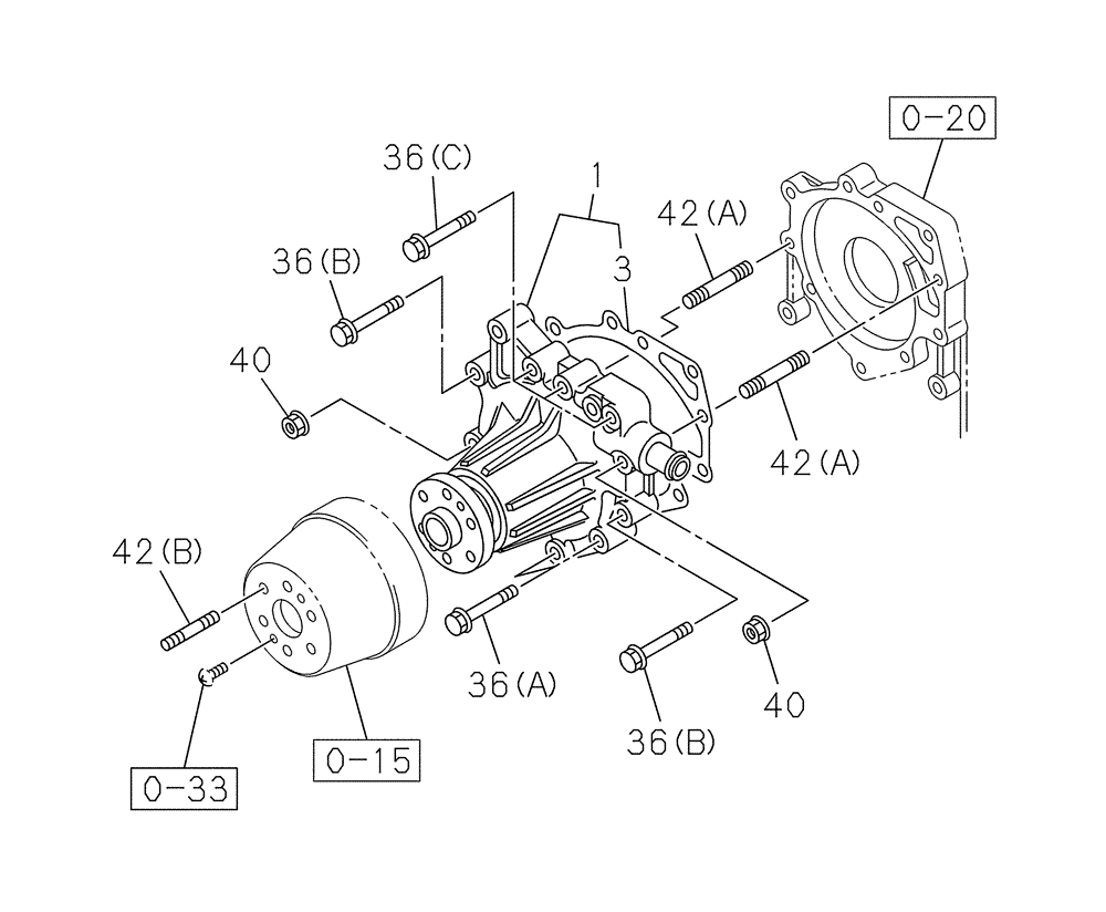 Схема запчастей Case CX210C LR - (10.400.05) - WATER PUMP SYSTEM (10) - ENGINE