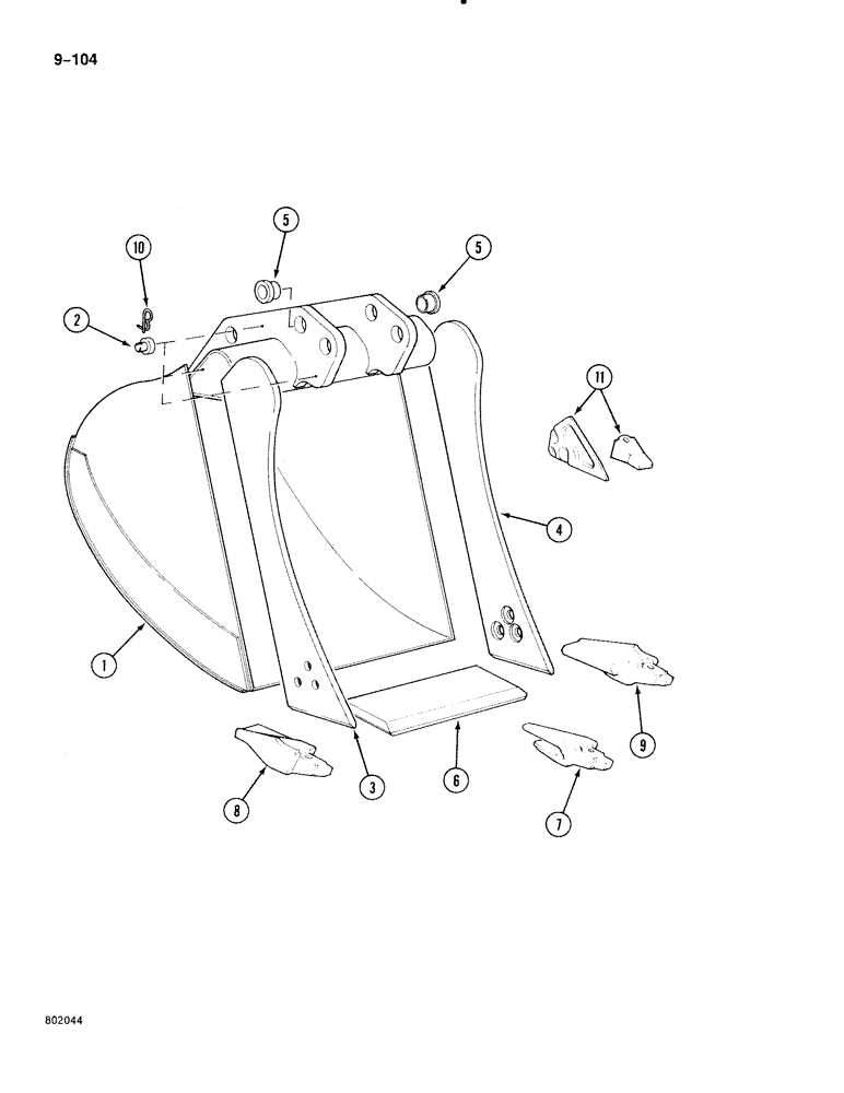 Схема запчастей Case 888 - (9-104) - BACKHOE BUCKET, BACKHOE BUCKET 33-1/2" WIDE, BACKHOE BUCKET 35-1/2" WIDE (09) - CHASSIS