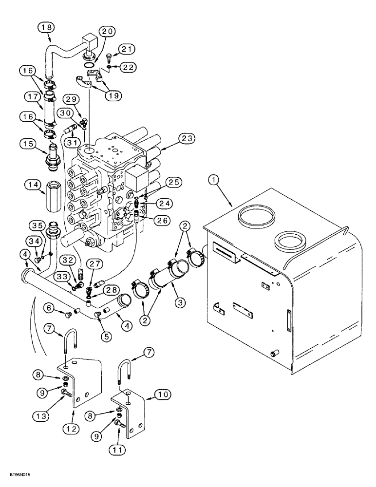 Схема запчастей Case 9060B - (8-018) - OIL COOLER HYDRAULICS, RESERVOIR TO CONTROL VALVE (08) - HYDRAULICS