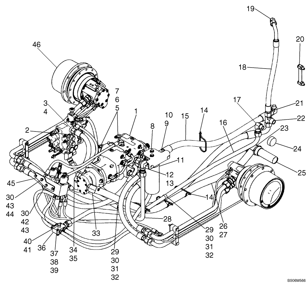 Схема запчастей Case 450CT - (06-12) - HYDROSTATICS - PUMP, SUPPLY AND RETURN (450CT WITH PILOT CONTROL) (06) - POWER TRAIN