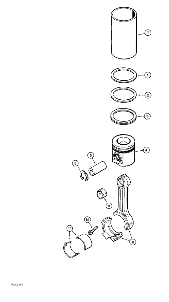 Схема запчастей Case 550G - (2-56) - PISTONS AND CONNECTING RODS, 4-390 ENGINE, PRIOR TO P.I.N. JJG0255794 (01) - ENGINE