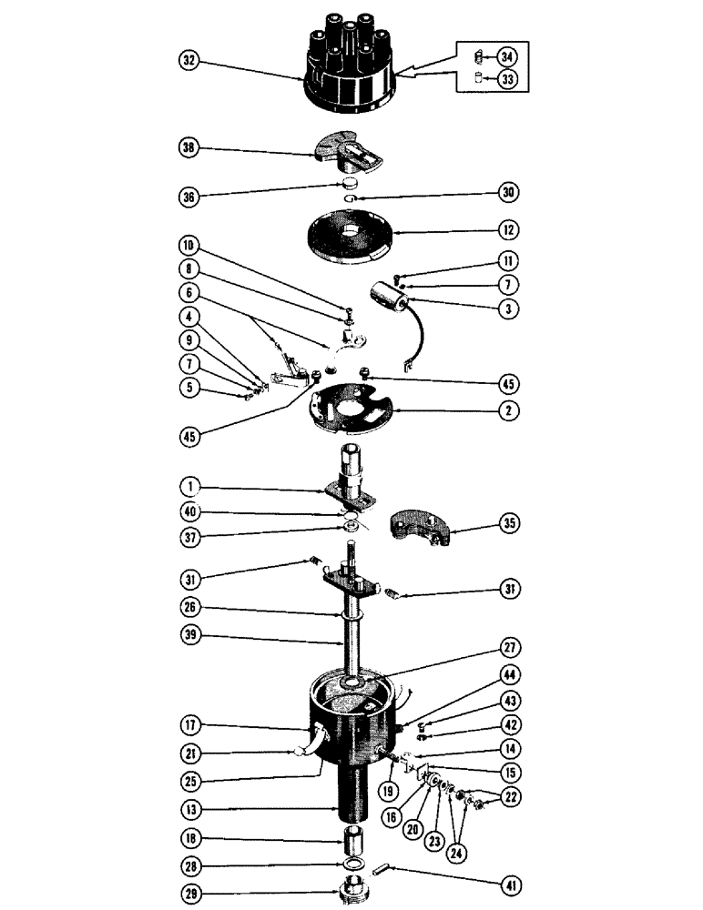 Схема запчастей Case 600 - (048) - 10231 DISTRIBUTOR ASSEMBLY (AUTO-LITE #IAD-6002-IG) (06) - ELECTRICAL SYSTEMS