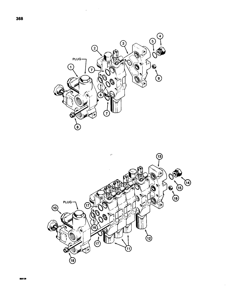 Схема запчастей Case 580SD - (368) - THREE-POINT HITCH CONTROL VALVES, WITH FLOW CONTROL REGULATOR KNOB (08) - HYDRAULICS