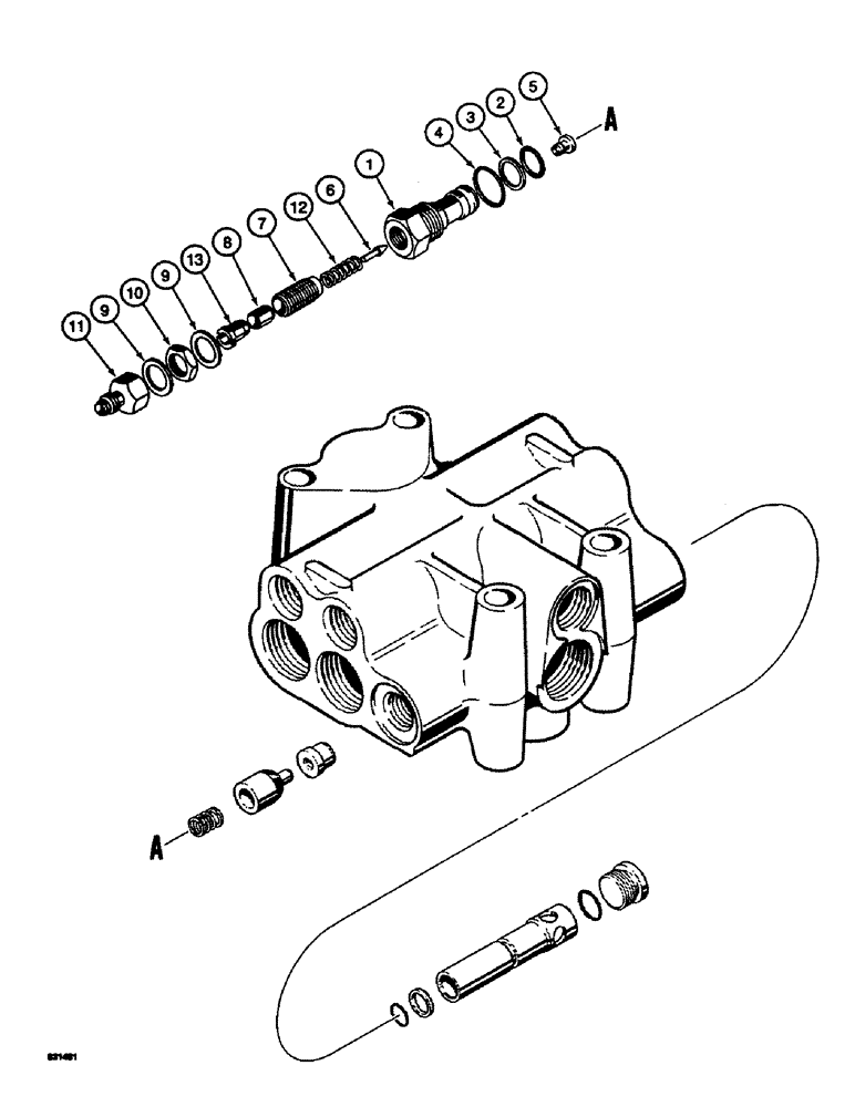 Схема запчастей Case 350B - (218) - DUAL STAGE MAIN RELIEF VALVE, USED ON DOZER MODELS WITH A BACKHOE (07) - HYDRAULIC SYSTEM