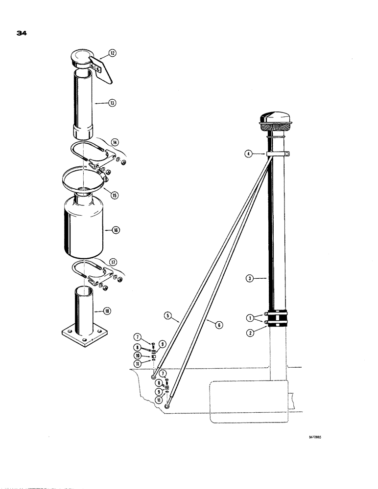 Схема запчастей Case 850 - (034) - AIR INLET EXTENSIONS (01) - ENGINE