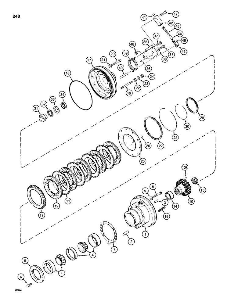 Схема запчастей Case 1150D - (240) - TRANSMISSION BRAKES, HOUSING, DISCS, AND ADJUSTERS (06) - POWER TRAIN