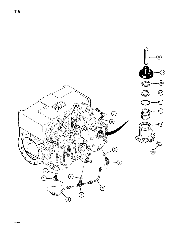 Схема запчастей Case 650 - (7-08) - TRANSMISSION BRAKE LUBRICATON LINES AND, BRAKE CYLINDER ASSEMBLY (07) - BRAKES