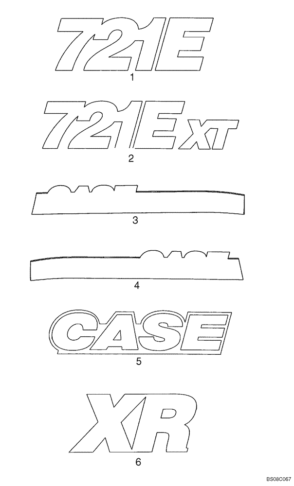 Схема запчастей Case 721E - (09-93) - DECALS - MODEL (09) - CHASSIS