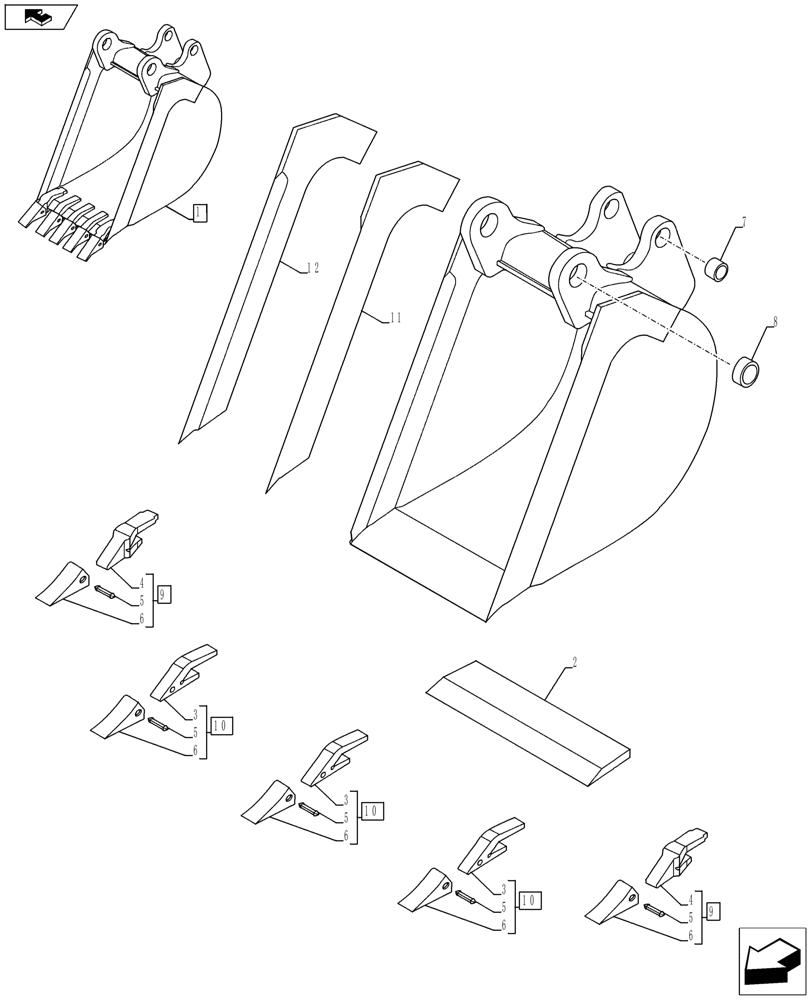 Схема запчастей Case 580SN - (84.100.03) - VAR - 423065 - BUCKET (84) - BOOMS, DIPPERS & BUCKETS