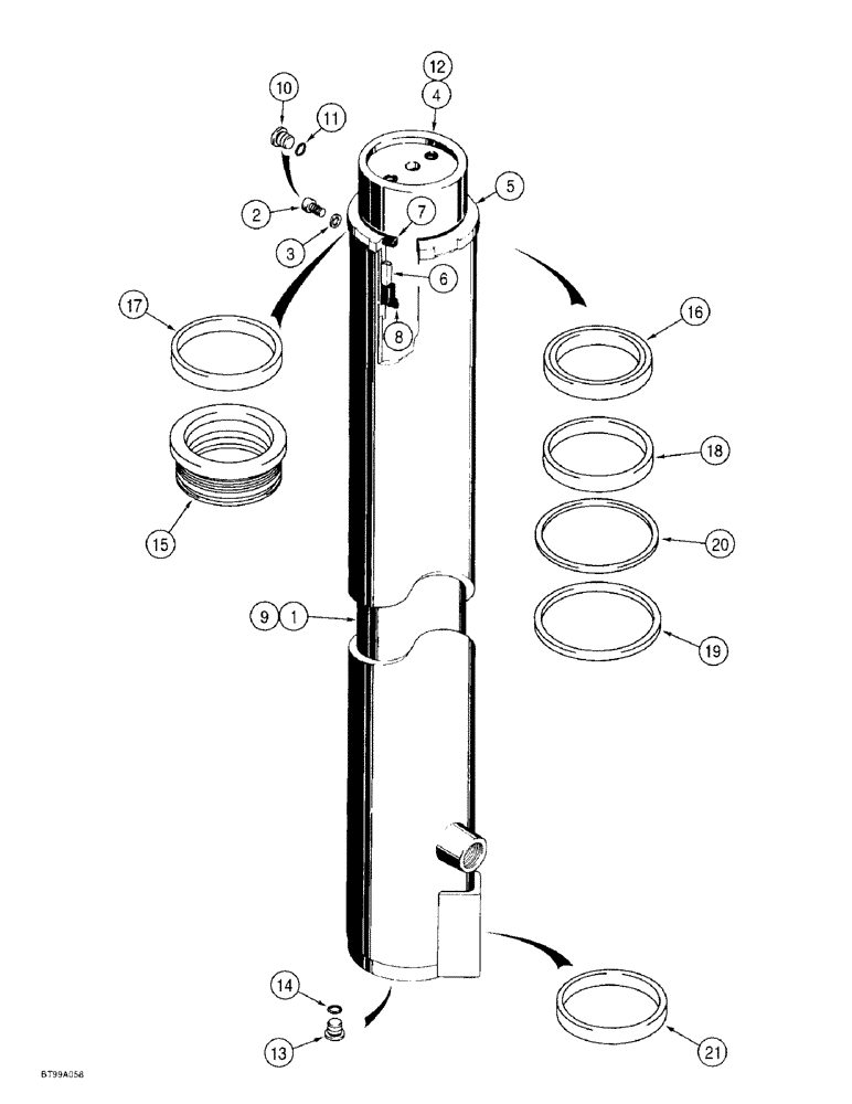 Схема запчастей Case 584E - (8-34) - MAST LIFT CYLINDERS, MODELS WITH SINGLE LIFT CYLINDER MAST (08) - HYDRAULICS