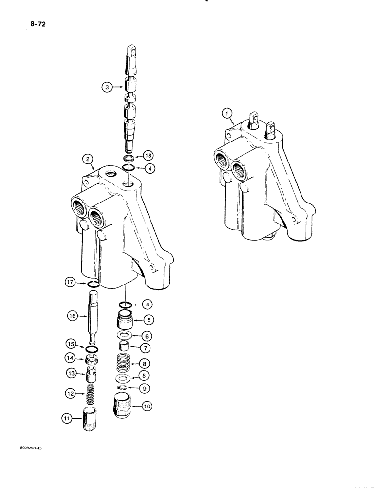 Схема запчастей Case 480E - (8-072) - STABILIZER CONTROL VALVE, 480E MODELS ONLY (08) - HYDRAULICS