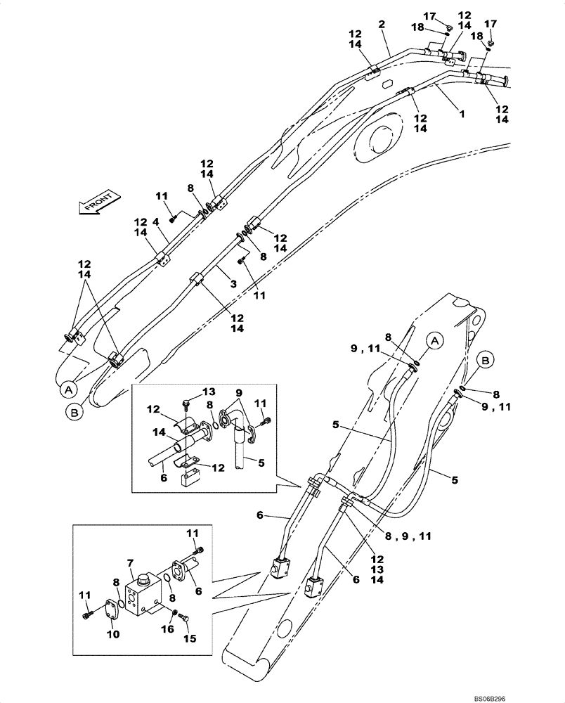 Схема запчастей Case CX700B - (08-46) - HYDRAULIC CIRCUIT - PICK HAMMER - BOOM (7.70 M), DIPPER (3.55M) (08) - HYDRAULICS