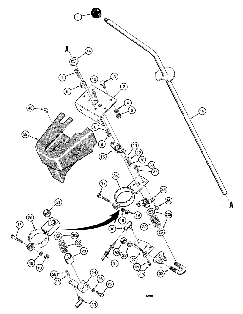 Схема запчастей Case W14 - (274) - TRANSMISSION CONTROL PARTS, SHIFT LEVER (06) - POWER TRAIN