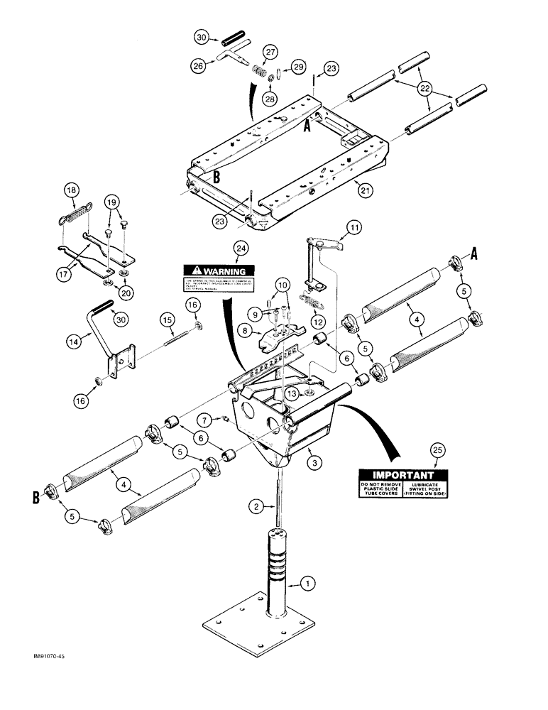 Схема запчастей Case 580SK - (9-120) - SUSPENSION SEAT SUPPORT (09) - CHASSIS/ATTACHMENTS