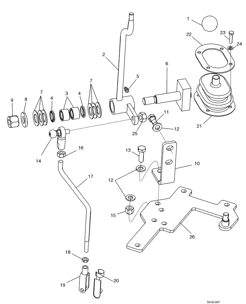 Схема запчастей Case 650L - (35.355.03) - CONTROLS - LEVER AND LINKAGE, FOURTH SPOOL (35) - HYDRAULIC SYSTEMS