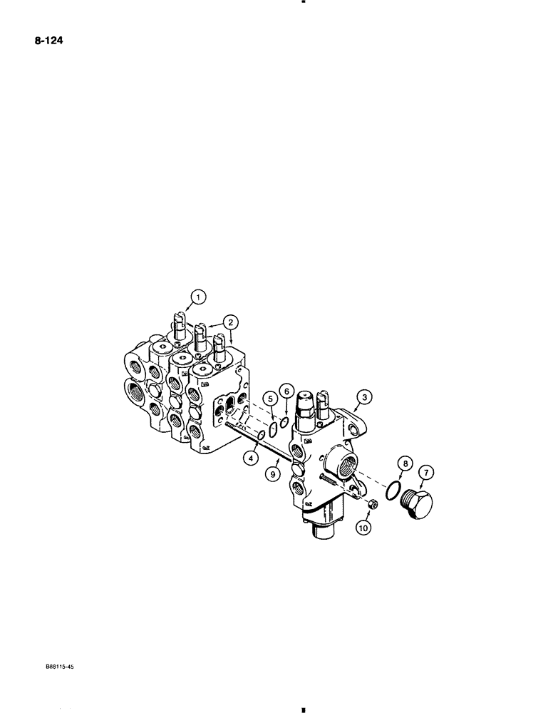 Схема запчастей Case 580K - (8-124) - THREE-POINT HITCH CONTROL VALVE (08) - HYDRAULICS