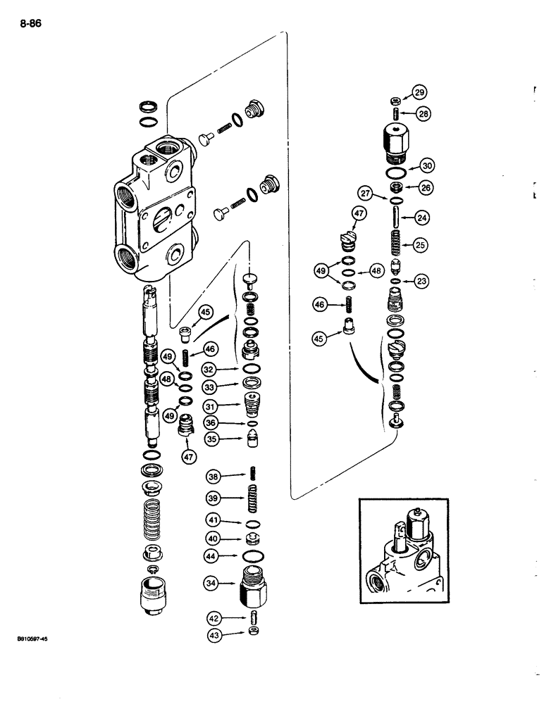 Схема запчастей Case 680L - (8-086) - BACKHOE CONTROL VALVE, BOOM SECTION (CONTD) (08) - HYDRAULICS