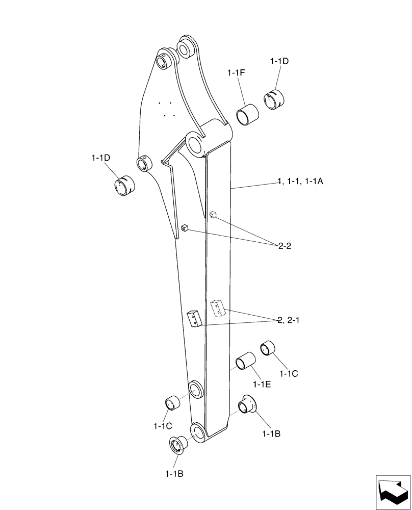 Схема запчастей Case CX50B - (03-013) - ARM (1.56 M) (84) - BOOMS, DIPPERS & BUCKETS