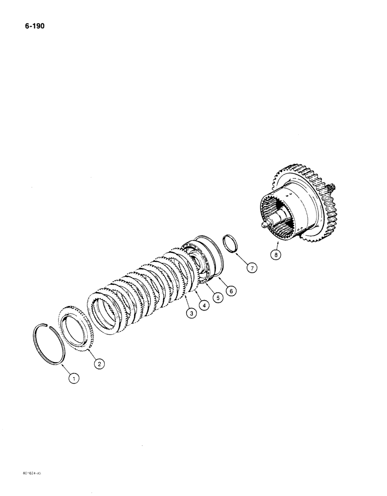 Схема запчастей Case 680K - (6-190) - TRANSMISSION THIRD CLUTCH SHAFT AND DRUM ASSEMBLY (06) - POWER TRAIN