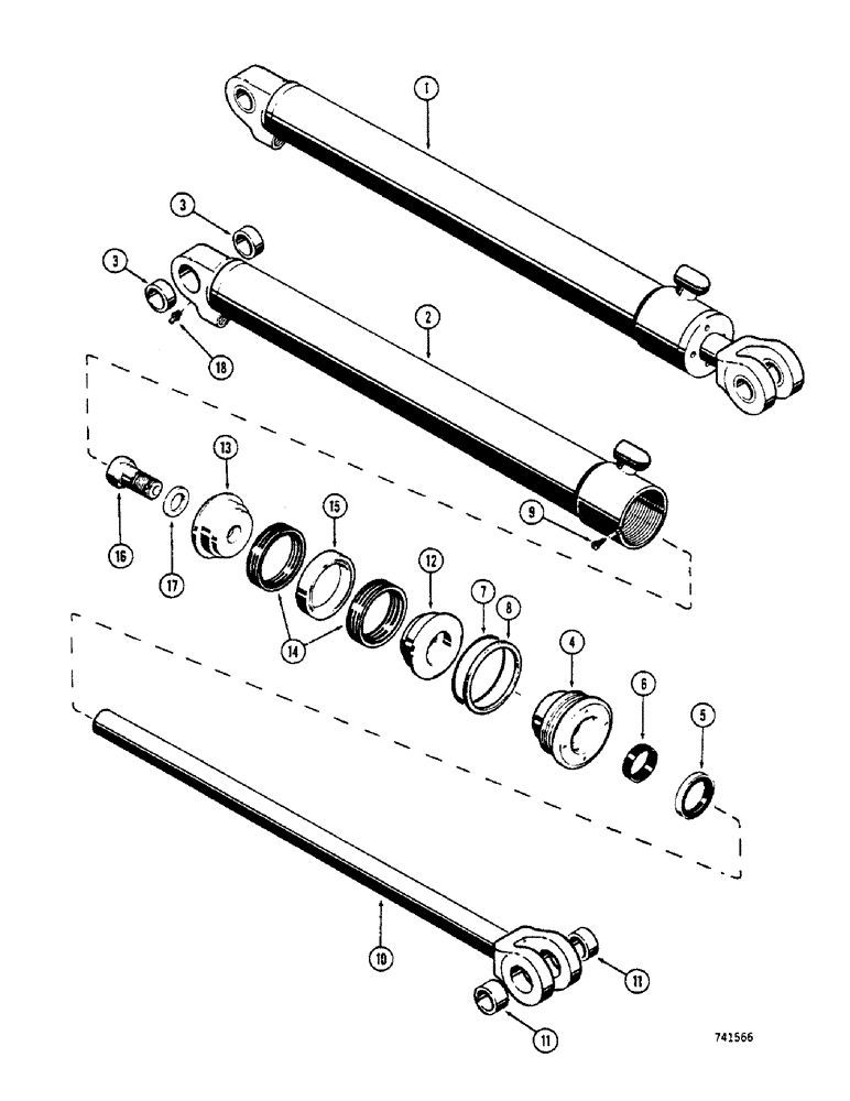 Схема запчастей Case 680CK - (257A) - G33602 AND G33603 LOADER LIFT CYLINDERS, GLAND HAS SOLID OUTER ROD WIPER- NO I.D. RING (35) - HYDRAULIC SYSTEMS