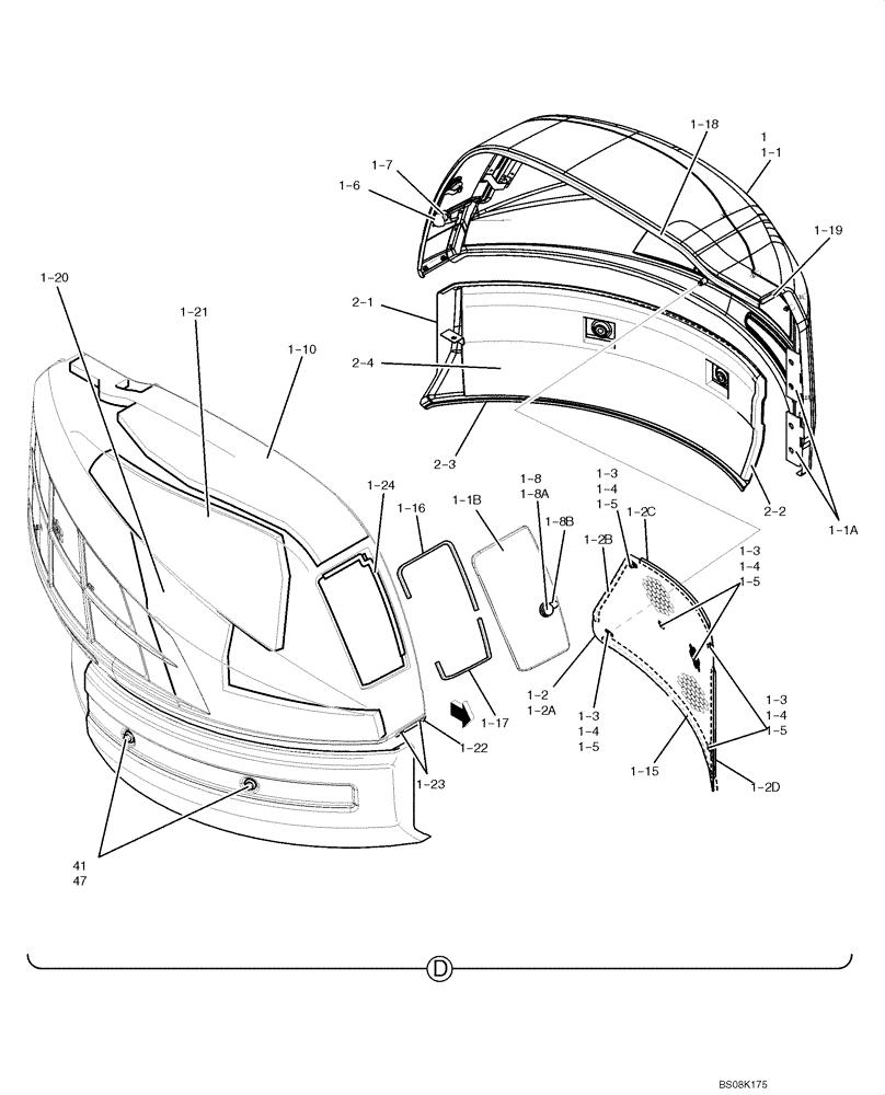 Схема запчастей Case CX50B - (01-069) - GUARD INSTALLATION (CANOPY) (PH21C00020F1) (05) - SUPERSTRUCTURE