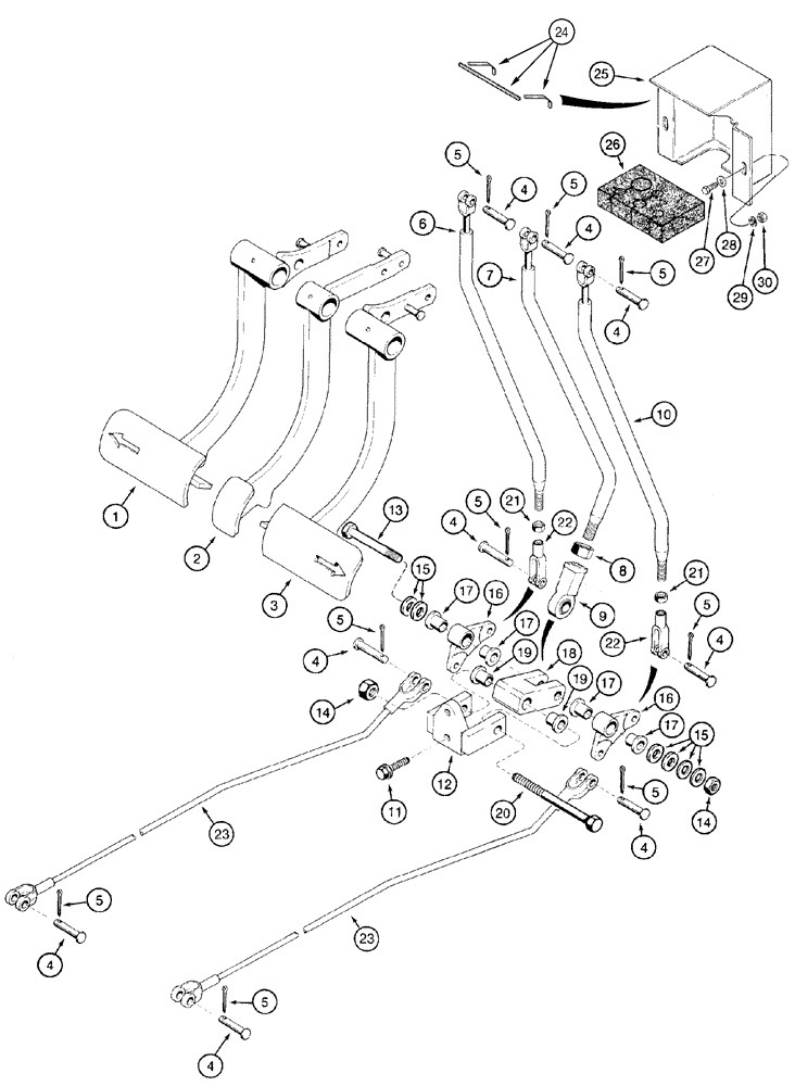 Схема запчастей Case 1150H - (06-25) - TRANSMISSION - LINKAGE, CLUTCH CUTOUT (06) - POWER TRAIN