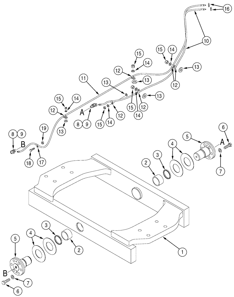 Схема запчастей Case 721C - (09-16) - TRUNNION - LUBRICATION LINES (09) - CHASSIS